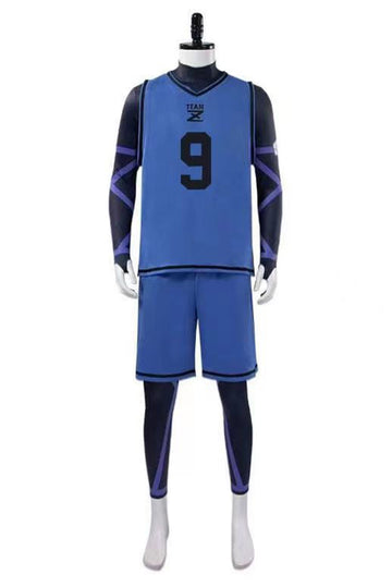 Blue Lock Costume Yoichi Isagi Cosplay Number 9 Blue Uniform Outfits Halloween Carnival Suit